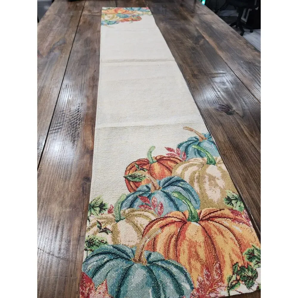 Long Table Runner Pumpkins Orange Fall Autumn Thanksgiving 13